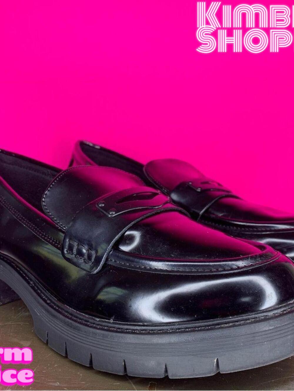 MIA Nelcy Black Patent Chunky Lug Sole Loafer US 10 EU 41